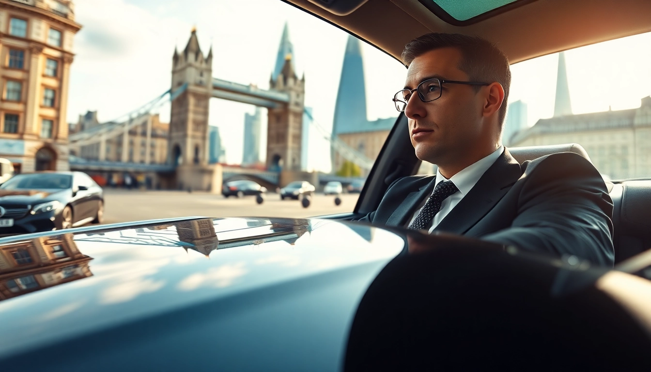 Experience premier chauffeur hire london with a professional chauffeur beside a luxury vehicle.