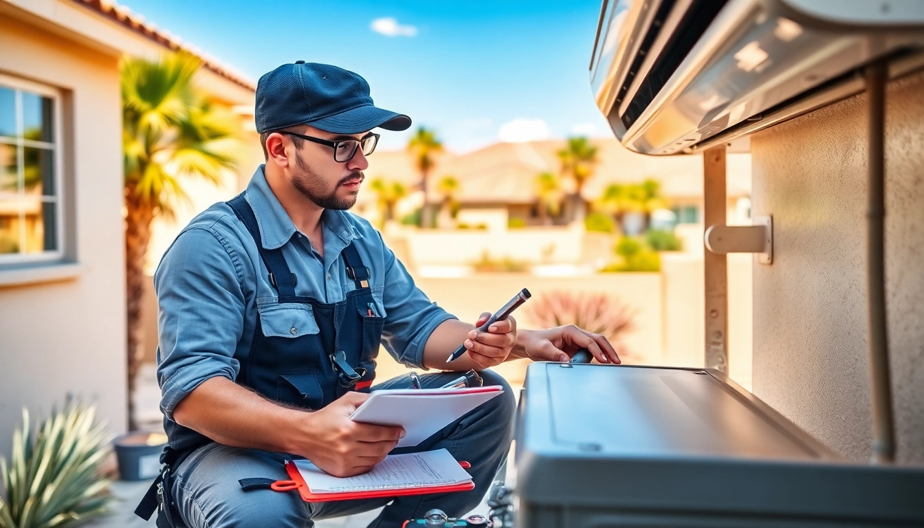 Technician performing ac repair mesa az service on residential unit, ensuring optimal performance.