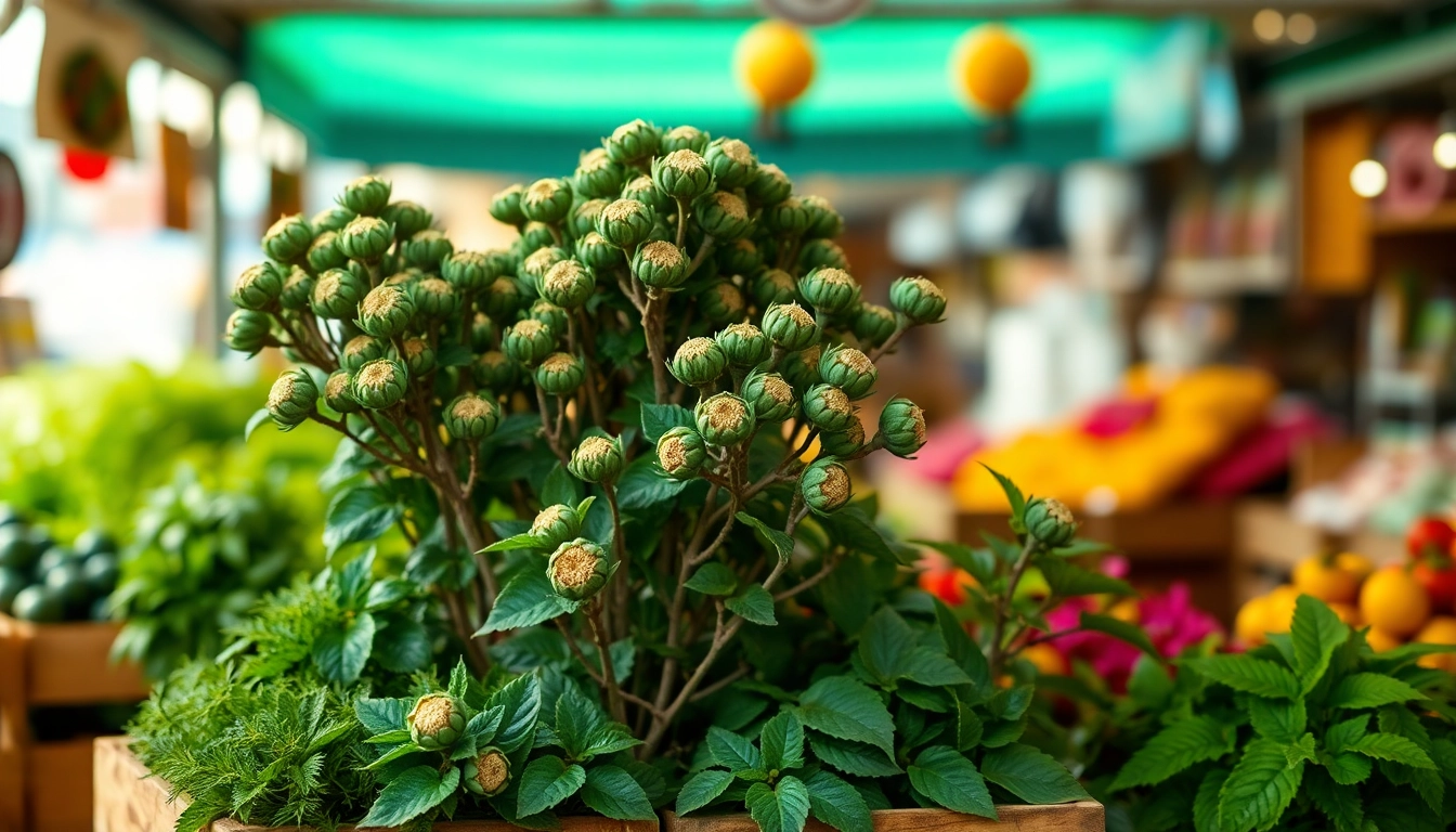 Shop for charlotte’s web flower for sale among vibrant market displays showcasing lush greenery.