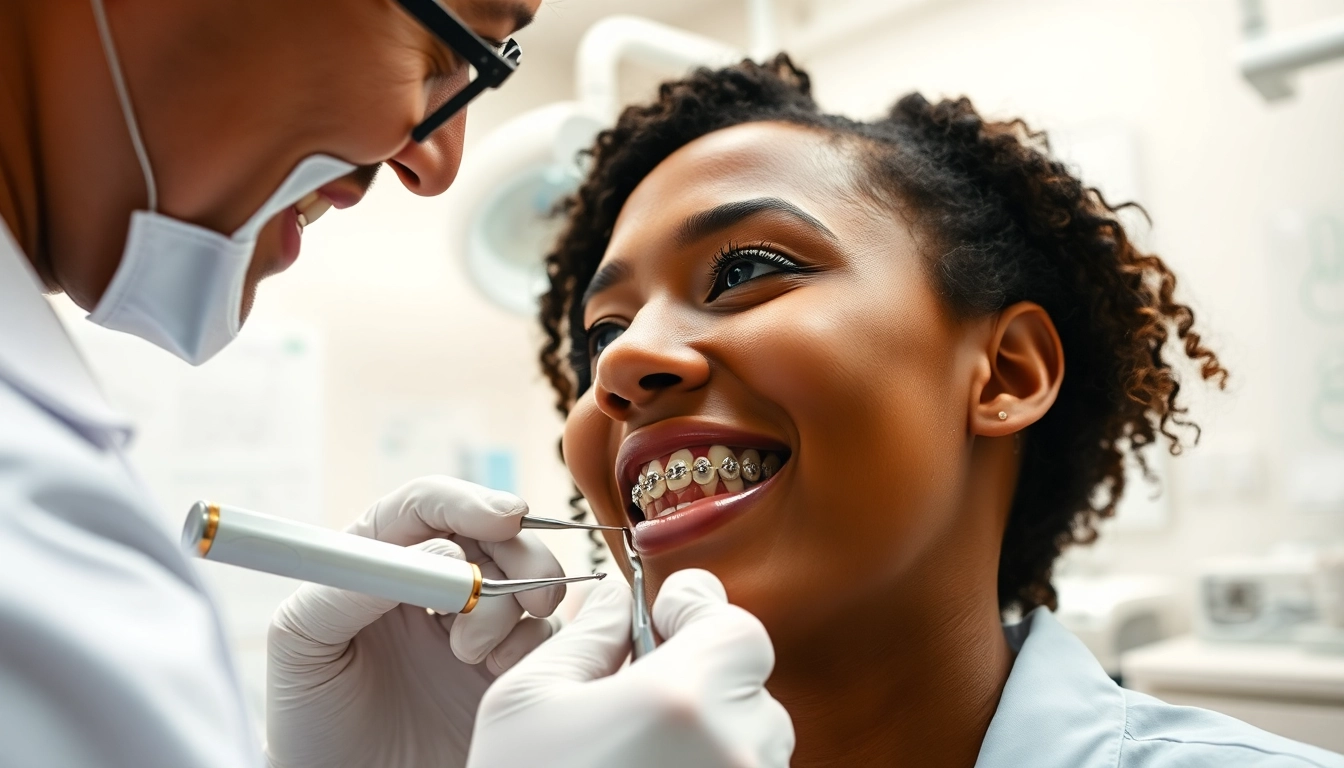 Understand braces cost Myrtle Beach while an orthodontist examines a patient in a modern dental office.